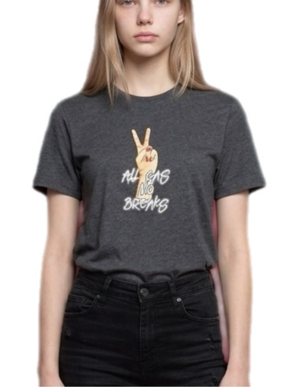The Blind Medium | Heather Grey ALL GAS NO BREAKS PEACE Woman’s Short Sleeve T